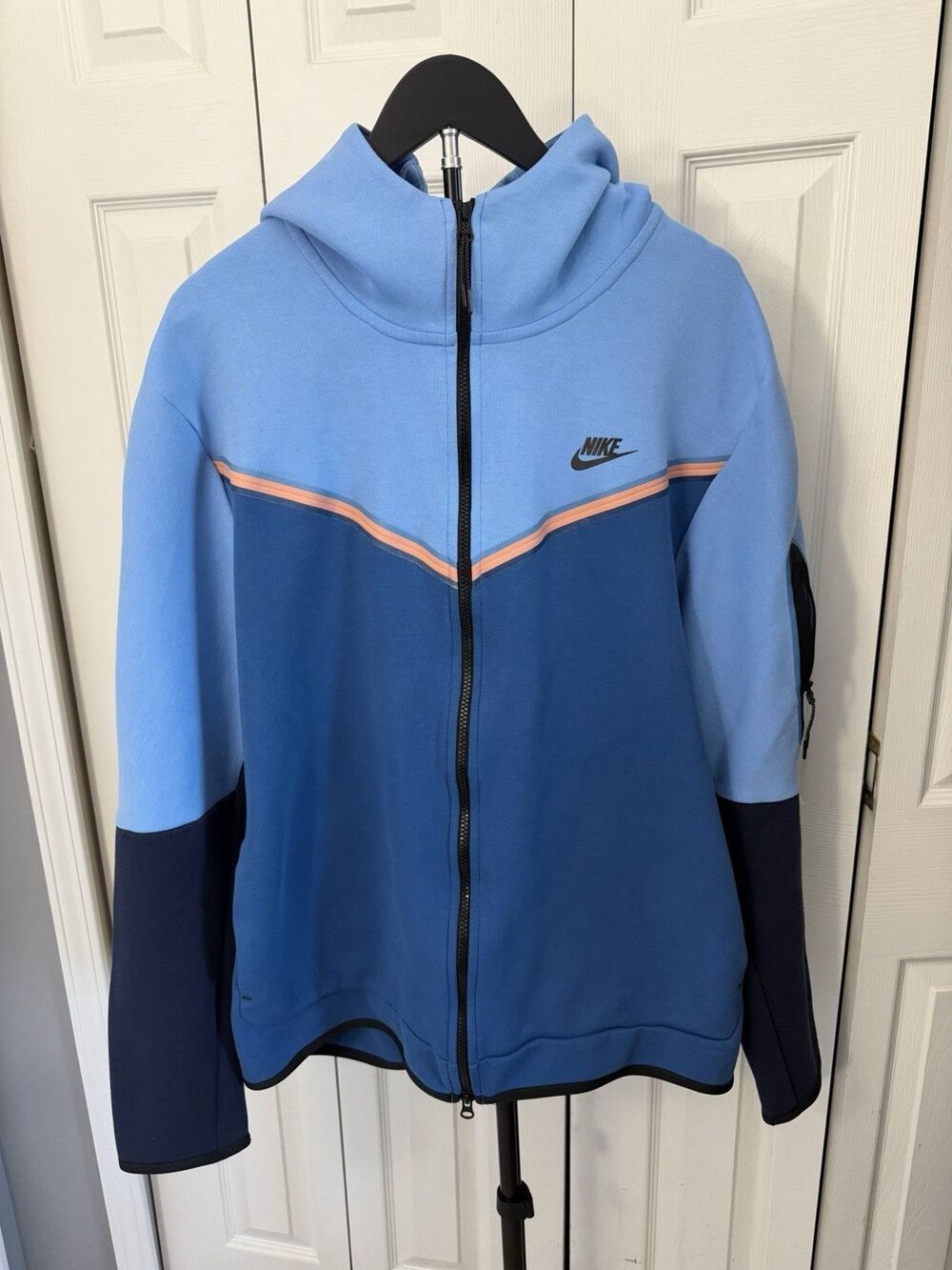 Nike Tech Fleece Full Zip Hoodie Jacket Men XXL Color Block Blue Athletic Jacket